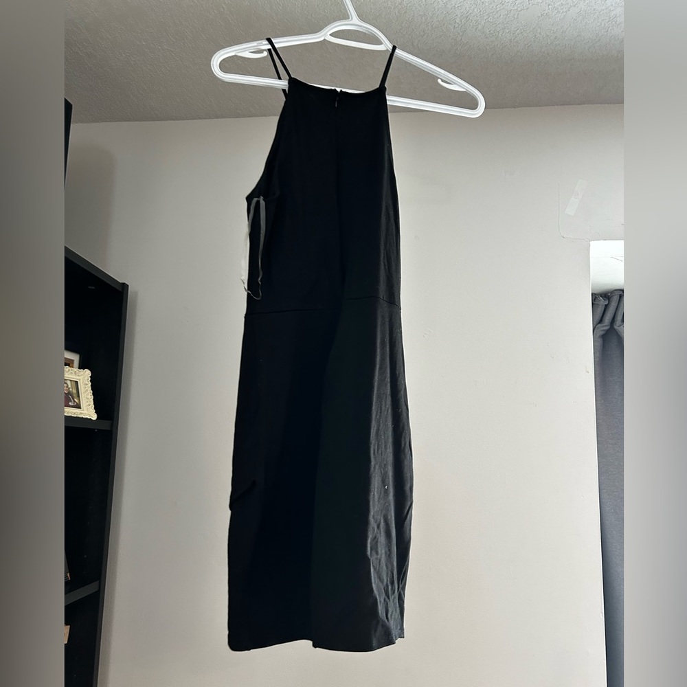 Work hall Small Halter necked black tulip bottom dress